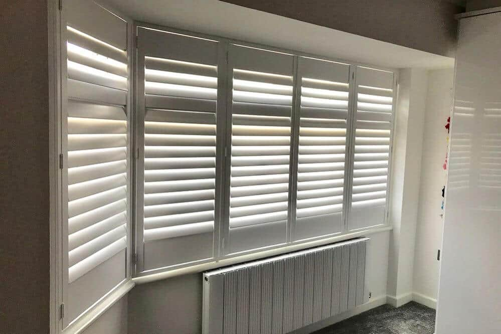 Bedroom Bay Window Shutters Full Height 76mm Hidden